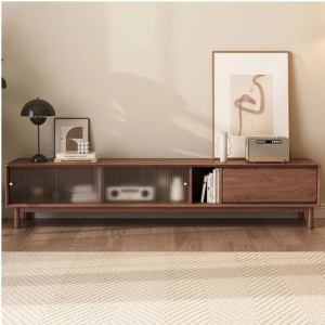 實木電視櫃茶几組合 橡膠木茶几 客廳家用落地櫃 收納櫃 儲物櫃