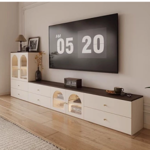 實木北歐簡約現代電視櫃落地茶幾一體組閤客廳家用